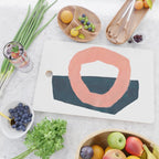 Mid Century Modern Abstract Minimalist Shapes Teal Blue Salmon Pink Cutting Board Gallery Image 2