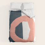 Mid Century Modern Abstract Minimalist Shapes Teal Blue Salmon Pink Comforter Gallery Image 6