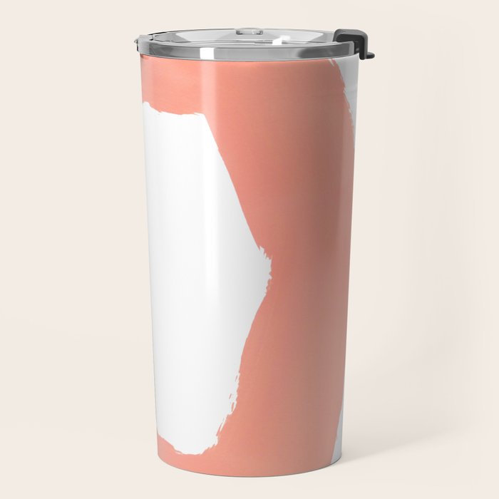 Mid Century Modern Abstract Minimalist Shapes Teal Blue Salmon Pink Travel Mug Gallery Image 2