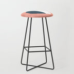 Mid Century Modern Abstract Minimalist Shapes Teal Blue Salmon Pink Stool Gallery Image 1