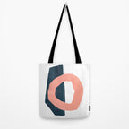 Mid Century Modern Abstract Minimalist Shapes Teal Blue Salmon Pink Tote Bag Gallery Image 2