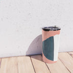 Mid Century Modern Abstract Minimalist Shapes Teal Blue Salmon Pink Travel Mug Gallery Image 4