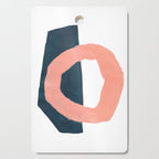 Mid Century Modern Abstract Minimalist Shapes Teal Blue Salmon Pink Cutting Board Gallery Image 1