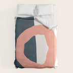 Mid Century Modern Abstract Minimalist Shapes Teal Blue Salmon Pink Duvet Cover Gallery Image 6