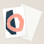 Mid Century Modern Abstract Minimalist Shapes Teal Blue Salmon Pink Stationery Card Gallery Image 2