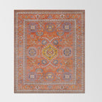 Orange Suns Suzani  Kazak Persian Rug Throw Blanket Gallery Image 2