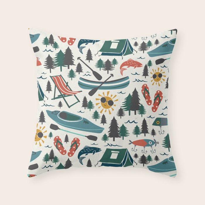 Lake Life - Summer Ivory Throw Pillow Gallery Image 1