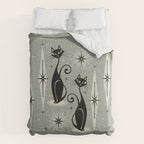 Mid Century Meow Retro Atomic Cats - Gray Comforter Gallery Image 6