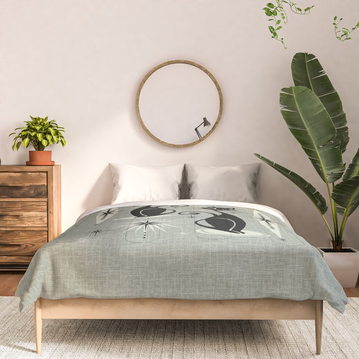 Mid Century Meow Retro Atomic Cats - Gray Comforter Gallery Image 3