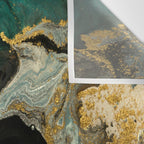 Abstract Pour Painting Liquid Marble Abstract Dark Green Painting Gold Accent Agate Stone Layers Wall Tapestry Gallery Image 3