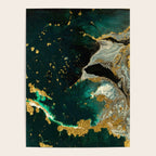 Abstract Pour Painting Liquid Marble Abstract Dark Green Painting Gold Accent Agate Stone Layers Poster Gallery Image 4