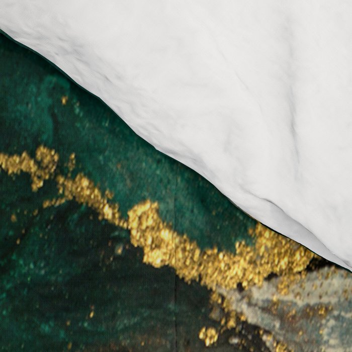 Abstract Pour Painting Liquid Marble Abstract Dark Green Painting Gold Accent Agate Stone Layers Comforter Gallery Image 4