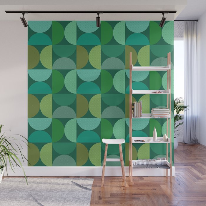Mid Century Modern Shapes - Green Wall Mural Gallery Image 1