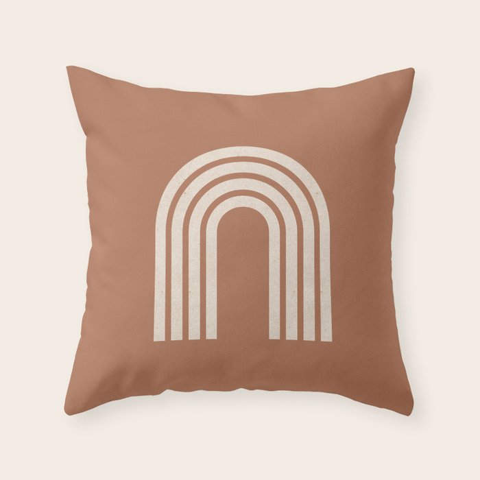 Woodblock arch terracotta Throw Pillow Gallery Image 6