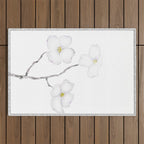 white dogwood flower watercolor Outdoor Rug Gallery Image 1