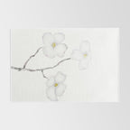 white dogwood flower watercolor Rug Gallery Image 2