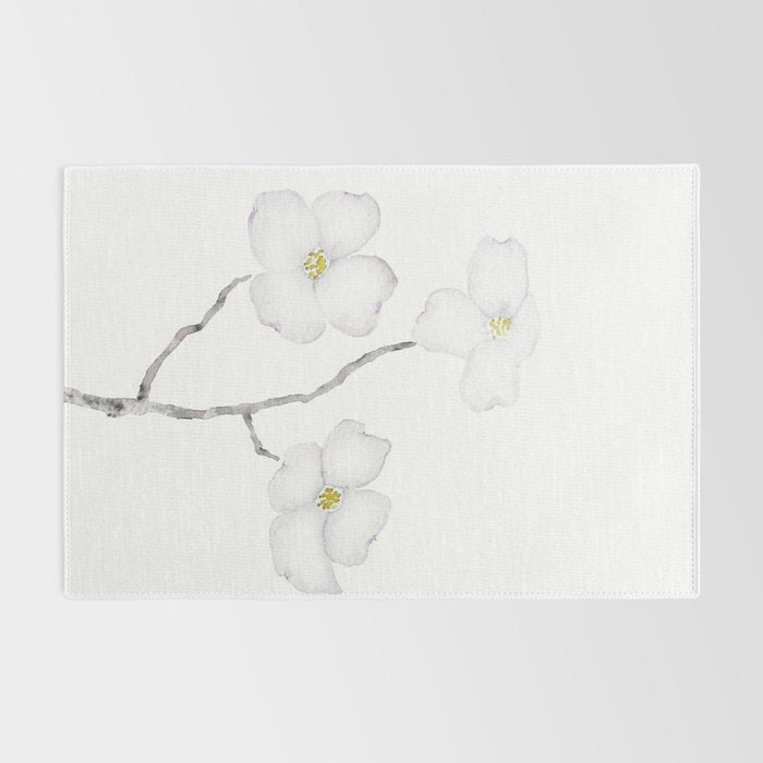 white dogwood flower watercolor Rug Gallery Image 2
