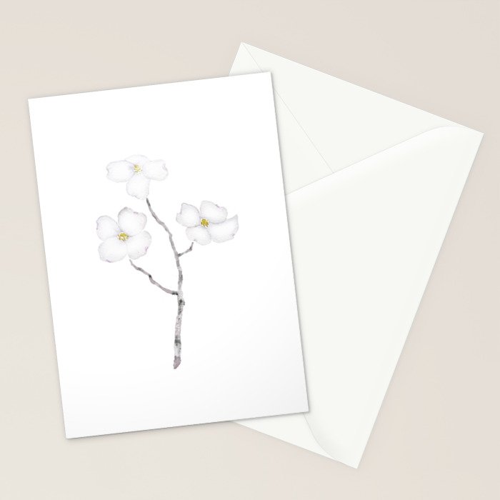 white dogwood flower watercolor Stationery Card Gallery Image 2