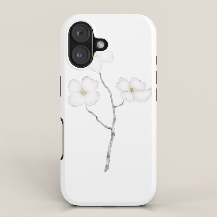 white dogwood flower watercolor iPhone Case Gallery Image 1