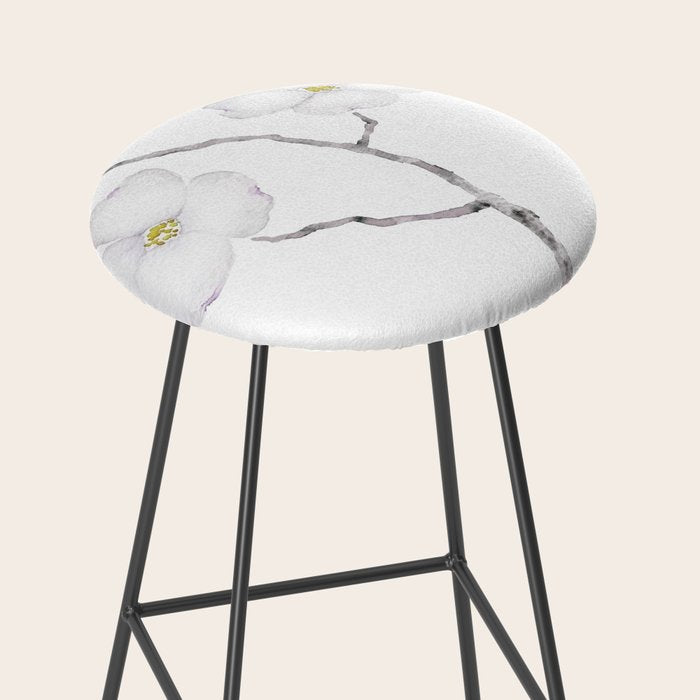white dogwood flower watercolor Stool Gallery Image 2