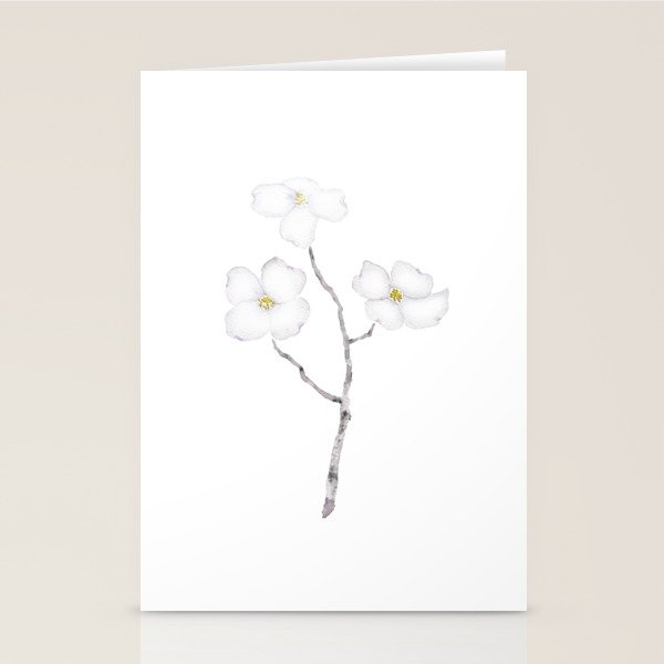 white dogwood flower watercolor Stationery Card Gallery Image 1