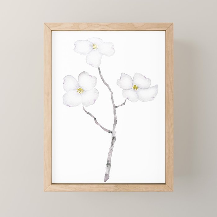 white dogwood flower watercolor Mini Art Print Gallery Image 1