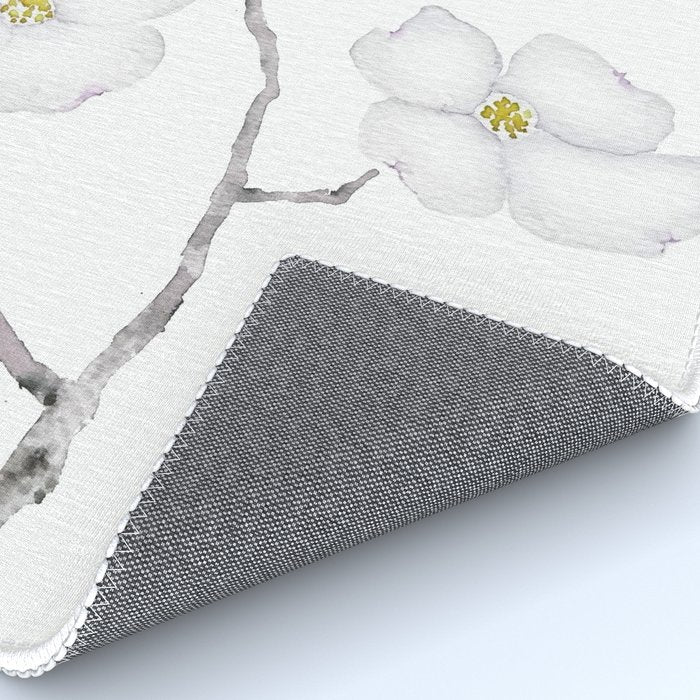 white dogwood flower watercolor Rug Gallery Image 4