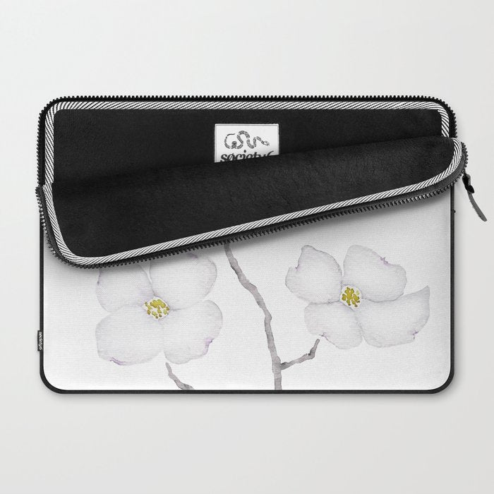 white dogwood flower watercolor Laptop Sleeve Gallery Image 2