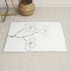 white dogwood flower watercolor Rug Gallery Image 1