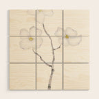 white dogwood flower watercolor Wood Wall Art Gallery Image 1