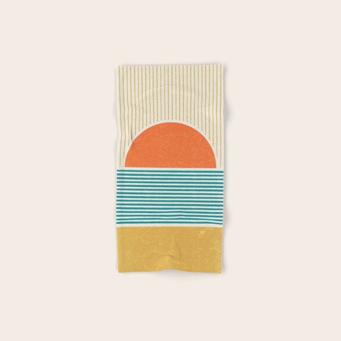 Sun Beach Stripes - Mid Century Modern Abstract Hand & Bath Towel Gallery Image 1