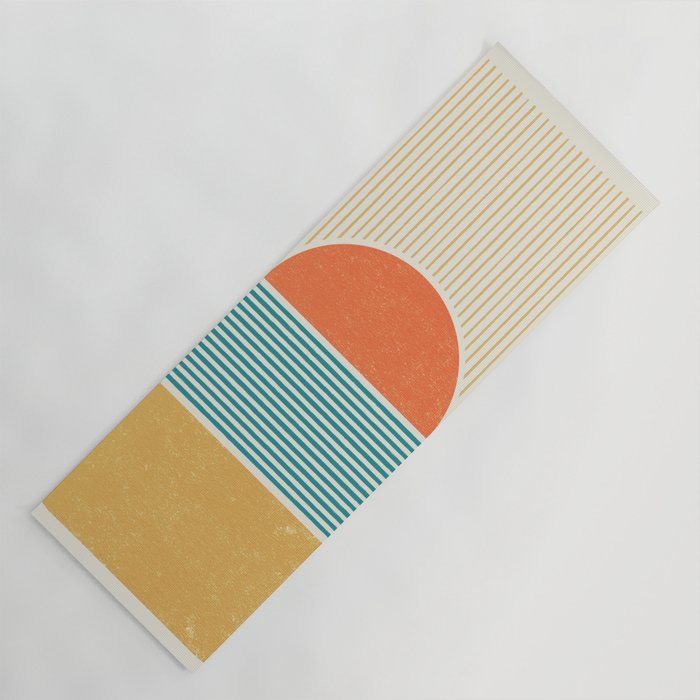 Sun Beach Stripes - Mid Century Modern Abstract Yoga Mat Gallery Image 1