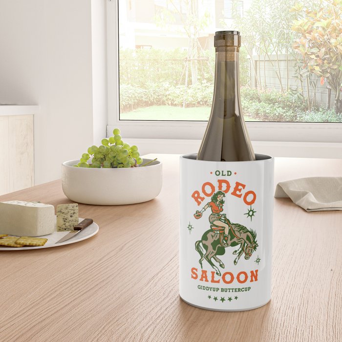 Old Rodeo Saloon: Giddy Up Buttercup. Vintage Cowgirl Pinup Art Wine Chiller Gallery Image 4
