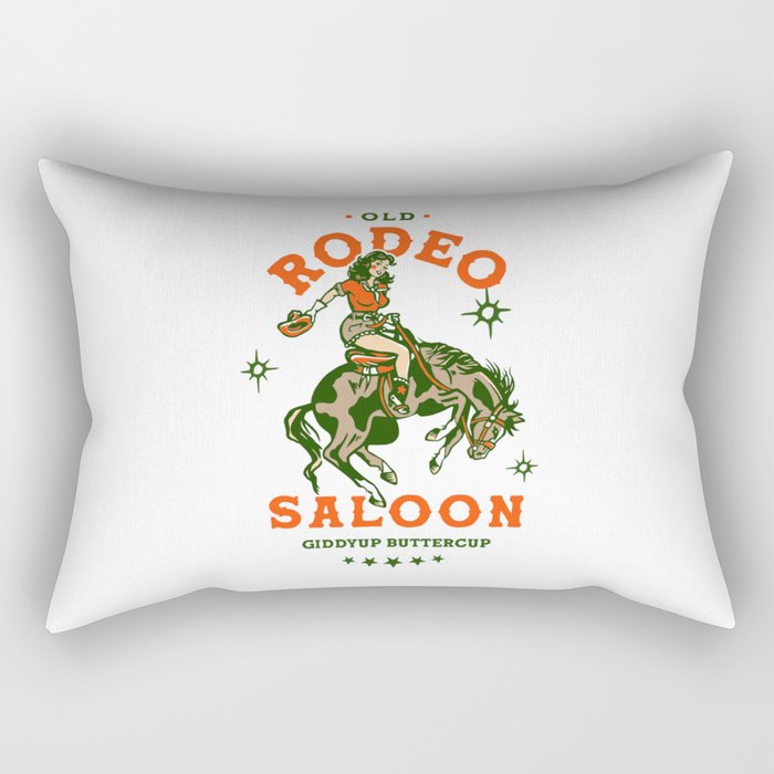 Old Rodeo Saloon: Giddy Up Buttercup. Vintage Cowgirl Pinup Art Rectangular Pillow Gallery Image 2