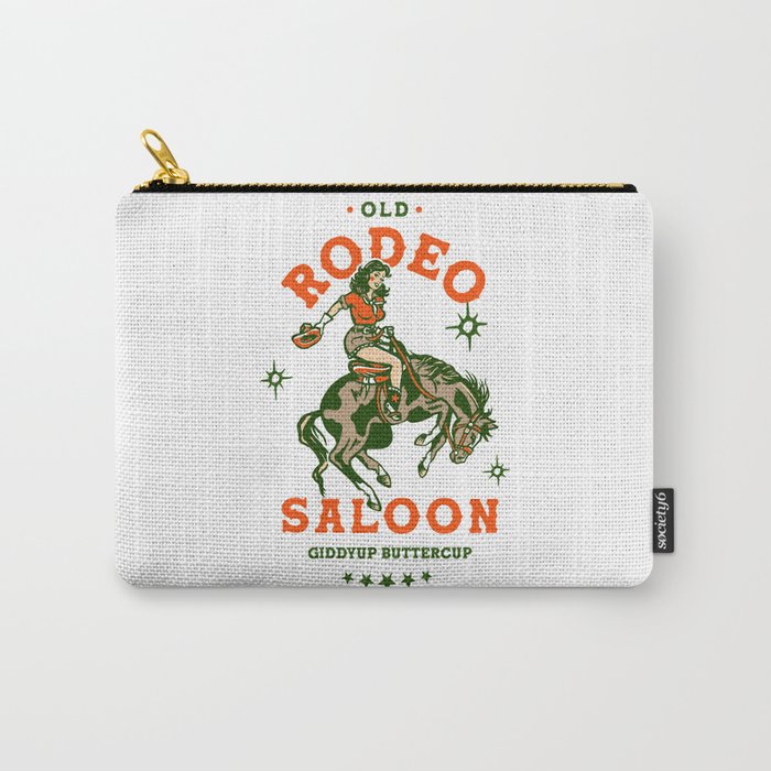 Old Rodeo Saloon: Giddy Up Buttercup. Vintage Cowgirl Pinup Art Carry All Pouch Gallery Image 1