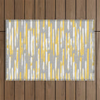 Colorful Stripes, Abstract Art, Yellow and Gray Outdoor Rug Gallery Image 1