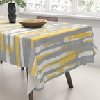 Colorful Stripes, Abstract Art, Yellow and Gray Tablecloth Gallery Image 3