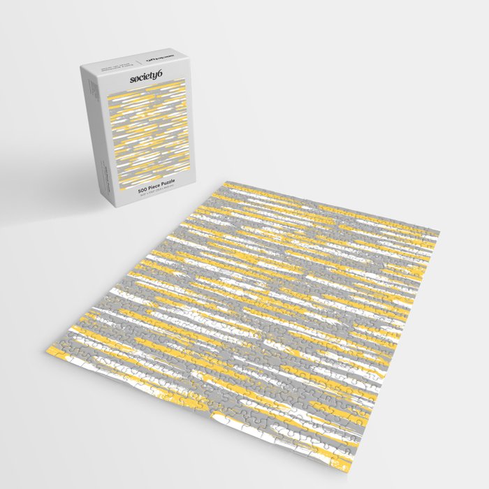 Colorful Stripes, Abstract Art, Yellow and Gray Jigsaw Puzzle Gallery Image 2