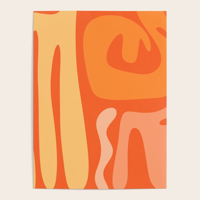 Mid Century Modern Kwaito Abstract Pattern in Tangerine Orange Yellow Poster Gallery Image 4
