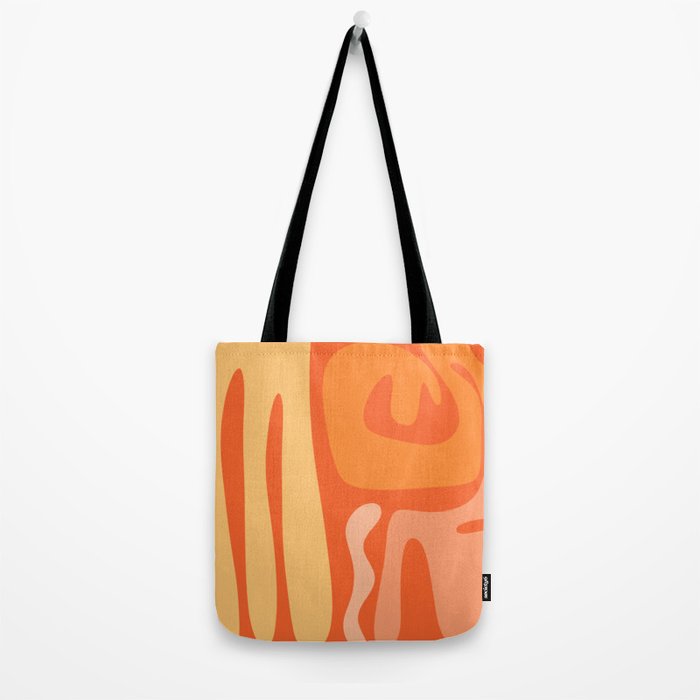 Mid Century Modern Kwaito Abstract Pattern in Tangerine Orange Yellow Tote Bag Gallery Image 2