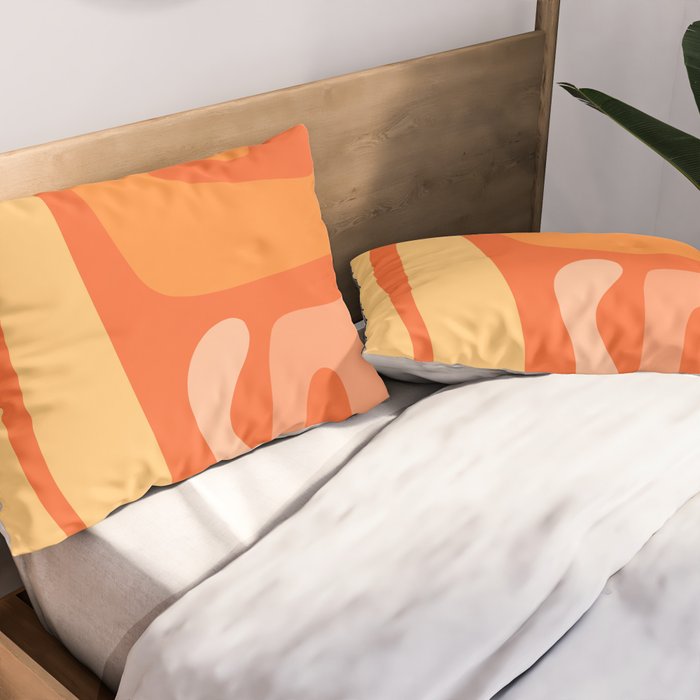 Mid Century Modern Kwaito Abstract Pattern in Tangerine Orange Yellow Pillow Sham Gallery Image 2
