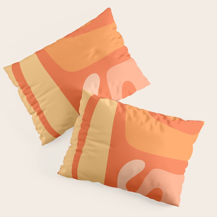 Mid Century Modern Kwaito Abstract Pattern in Tangerine Orange Yellow Pillow Sham Gallery Image 1