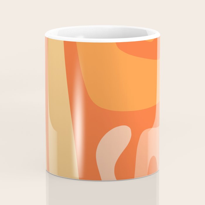 Mid Century Modern Kwaito Abstract Pattern in Tangerine Orange Yellow Coffee Mug Gallery Image 4
