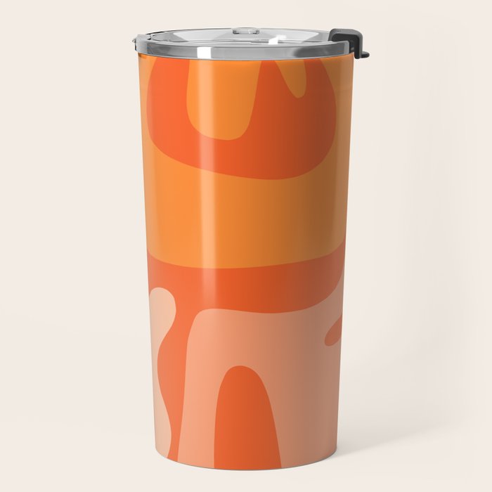 Mid Century Modern Kwaito Abstract Pattern in Tangerine Orange Yellow Travel Mug Gallery Image 2