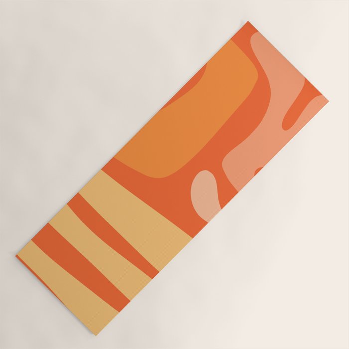 Mid Century Modern Kwaito Abstract Pattern in Tangerine Orange Yellow Yoga Mat Gallery Image 1