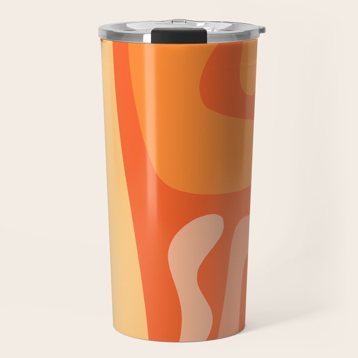 Mid Century Modern Kwaito Abstract Pattern in Tangerine Orange Yellow Travel Mug Gallery Image 1