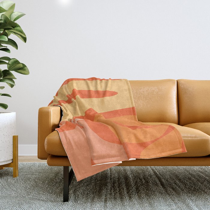 Mid Century Modern Kwaito Abstract Pattern in Tangerine Orange Yellow Throw Blanket Gallery Image 1