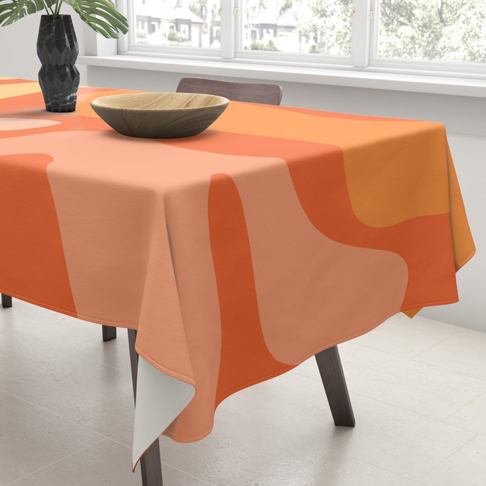 Mid Century Modern Kwaito Abstract Pattern in Tangerine Orange Yellow Tablecloth Gallery Image 3