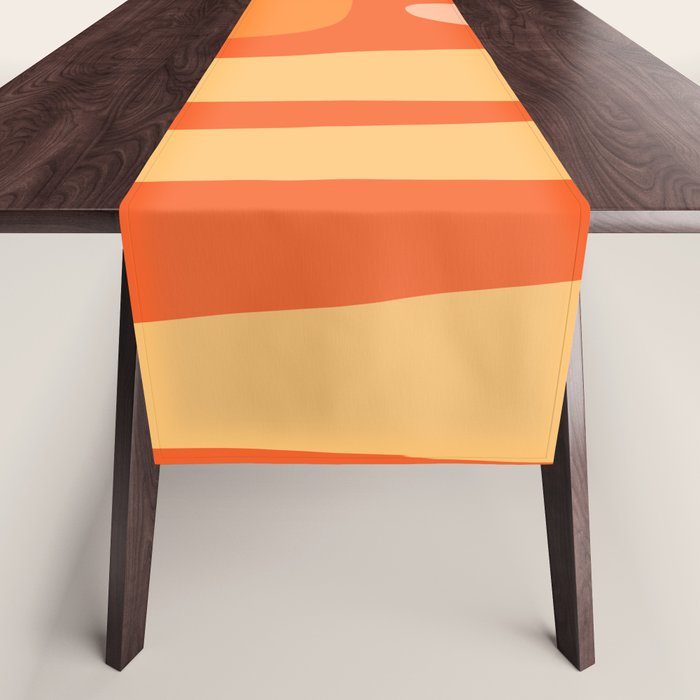 Mid Century Modern Kwaito Abstract Pattern in Tangerine Orange Yellow Table Runner Gallery Image 1