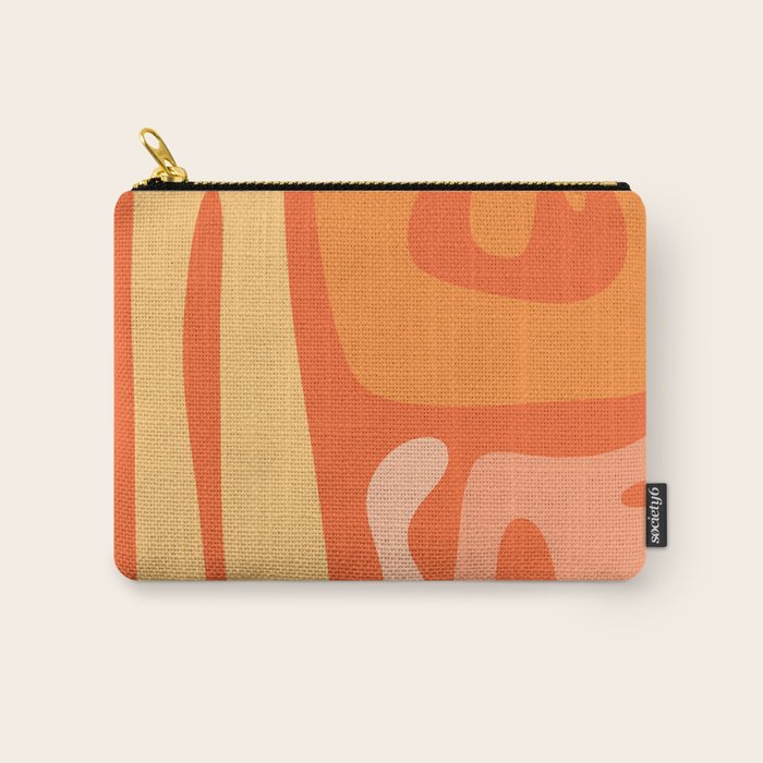 Mid Century Modern Kwaito Abstract Pattern in Tangerine Orange Yellow Carry All Pouch Gallery Image 1